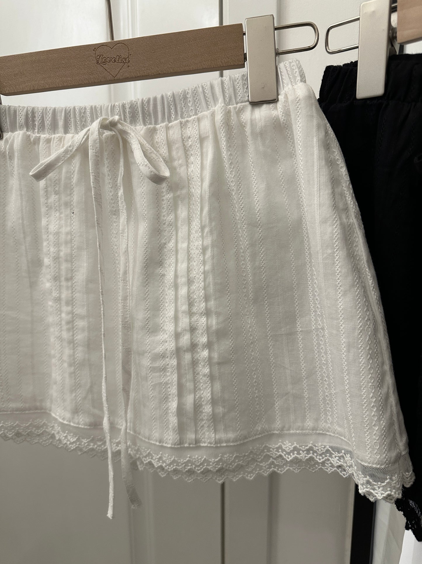 【小個子/偏瘦必入】韓系清純溫柔風蕾絲刺繡蝴蝶結裙褲