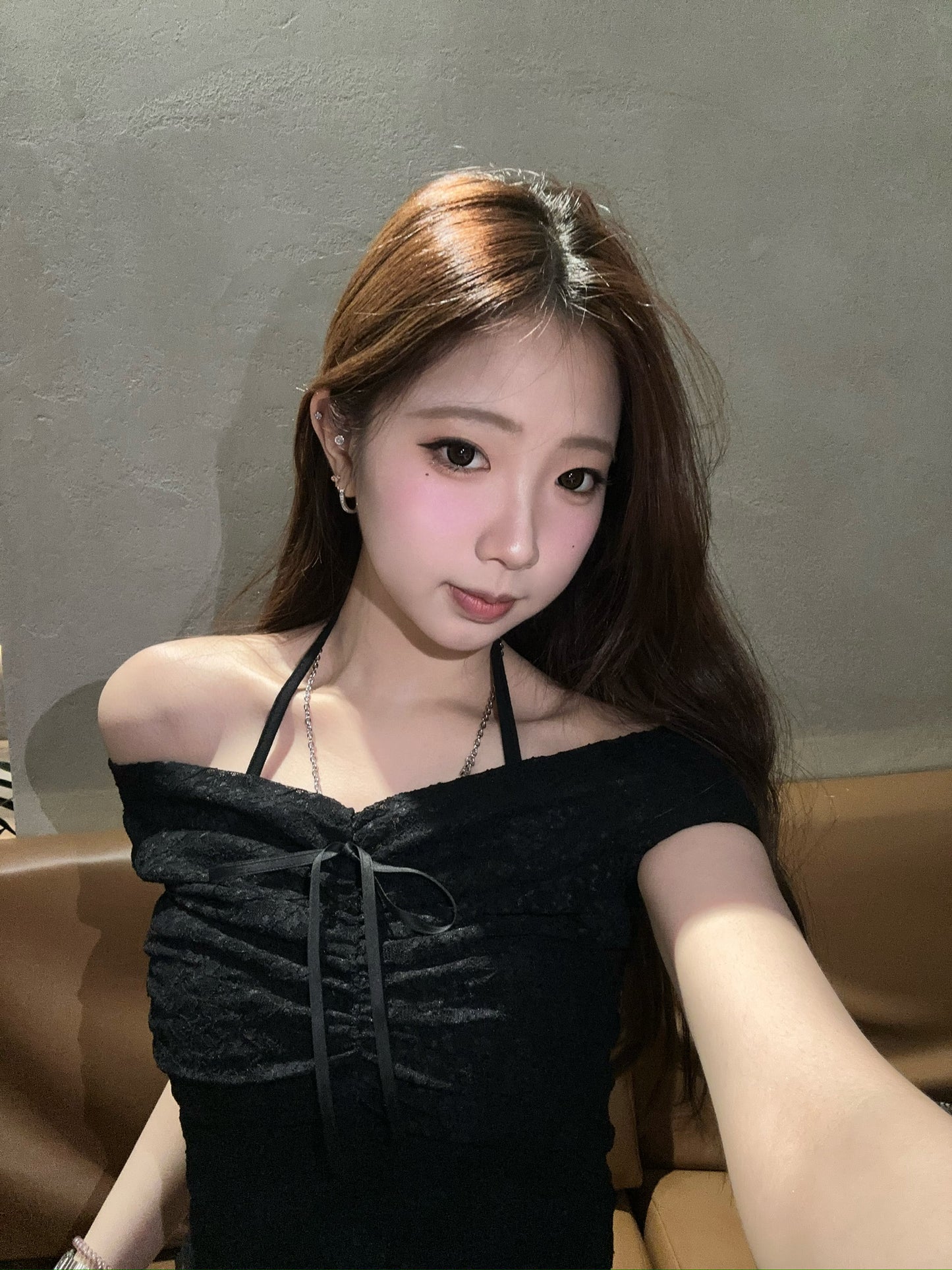 【遮手臂+疊穿必入】Unrose蕾絲蝴蝶結玫瑰Off-Shoulder Top