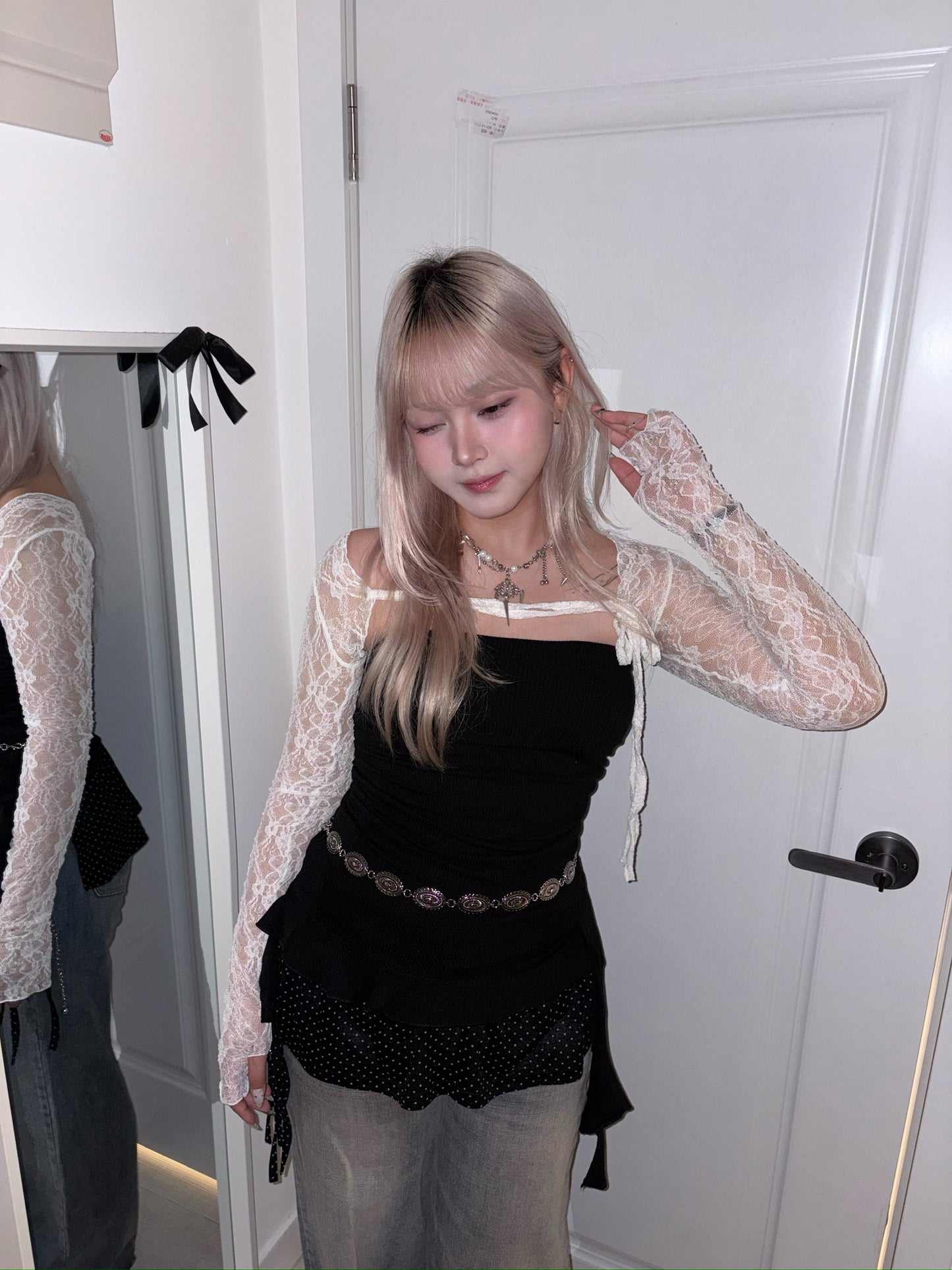 【韓式疊穿入門】不規則垂墜飄帶半身抹胸Padded Dress