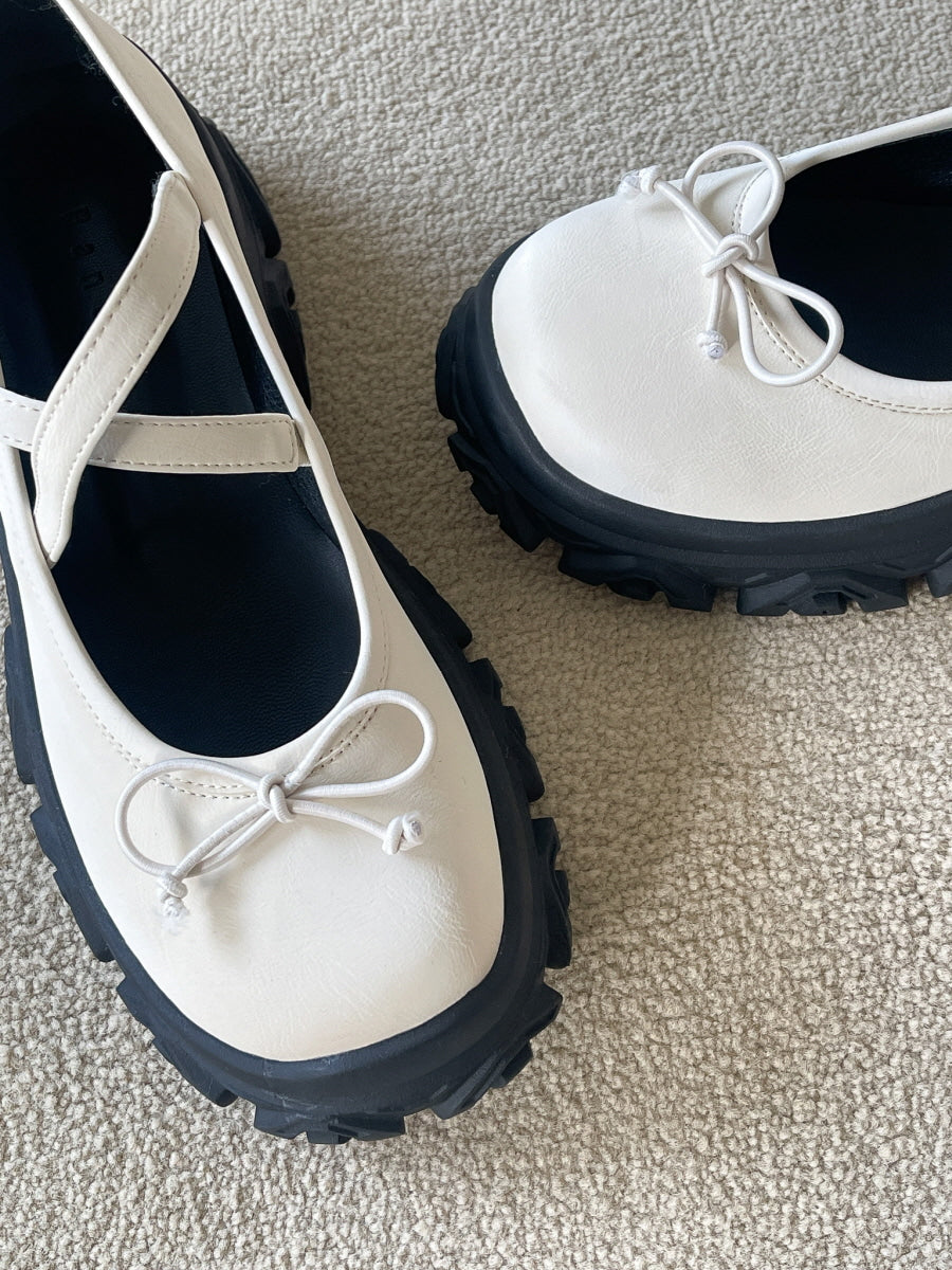 +4cm Bowknot Cyber Balletcore Loafers