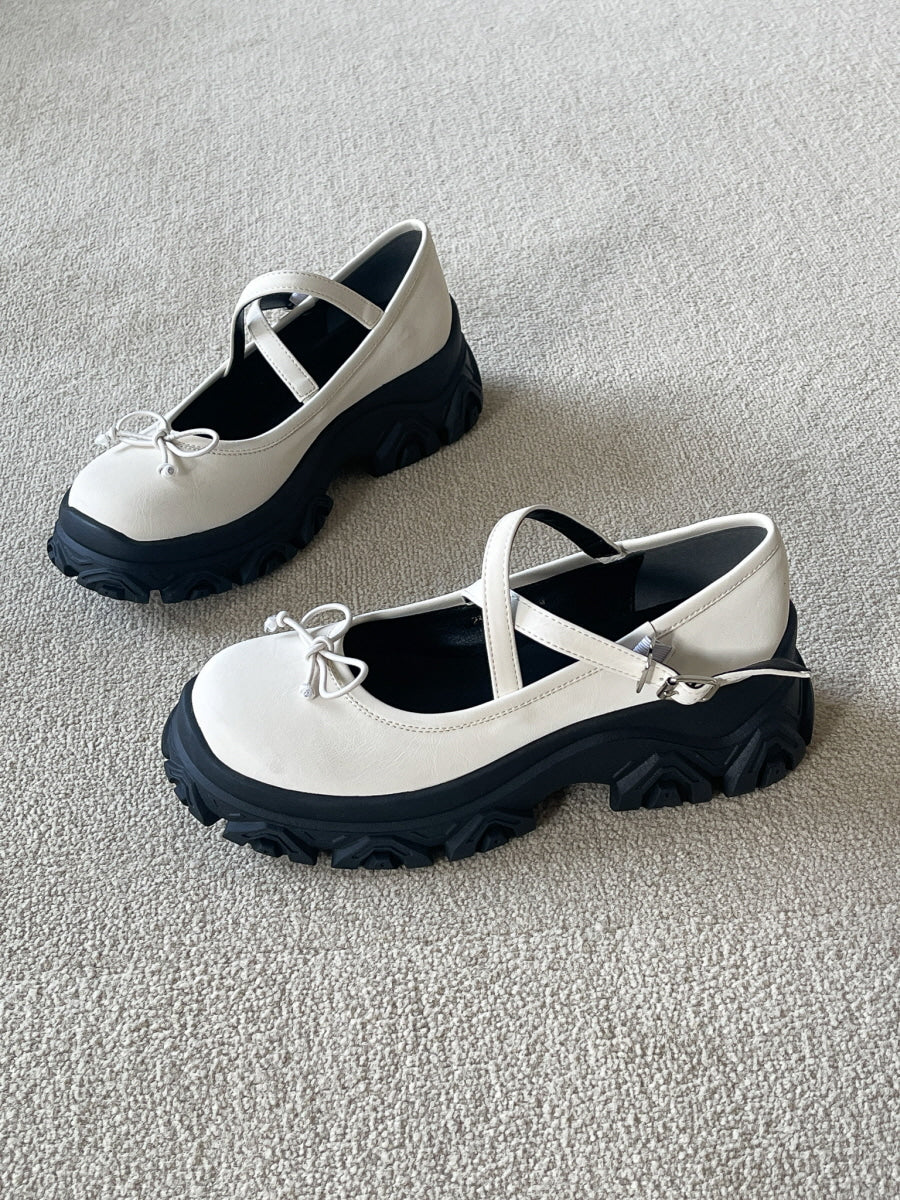 +4cm Bowknot Cyber Balletcore Loafers