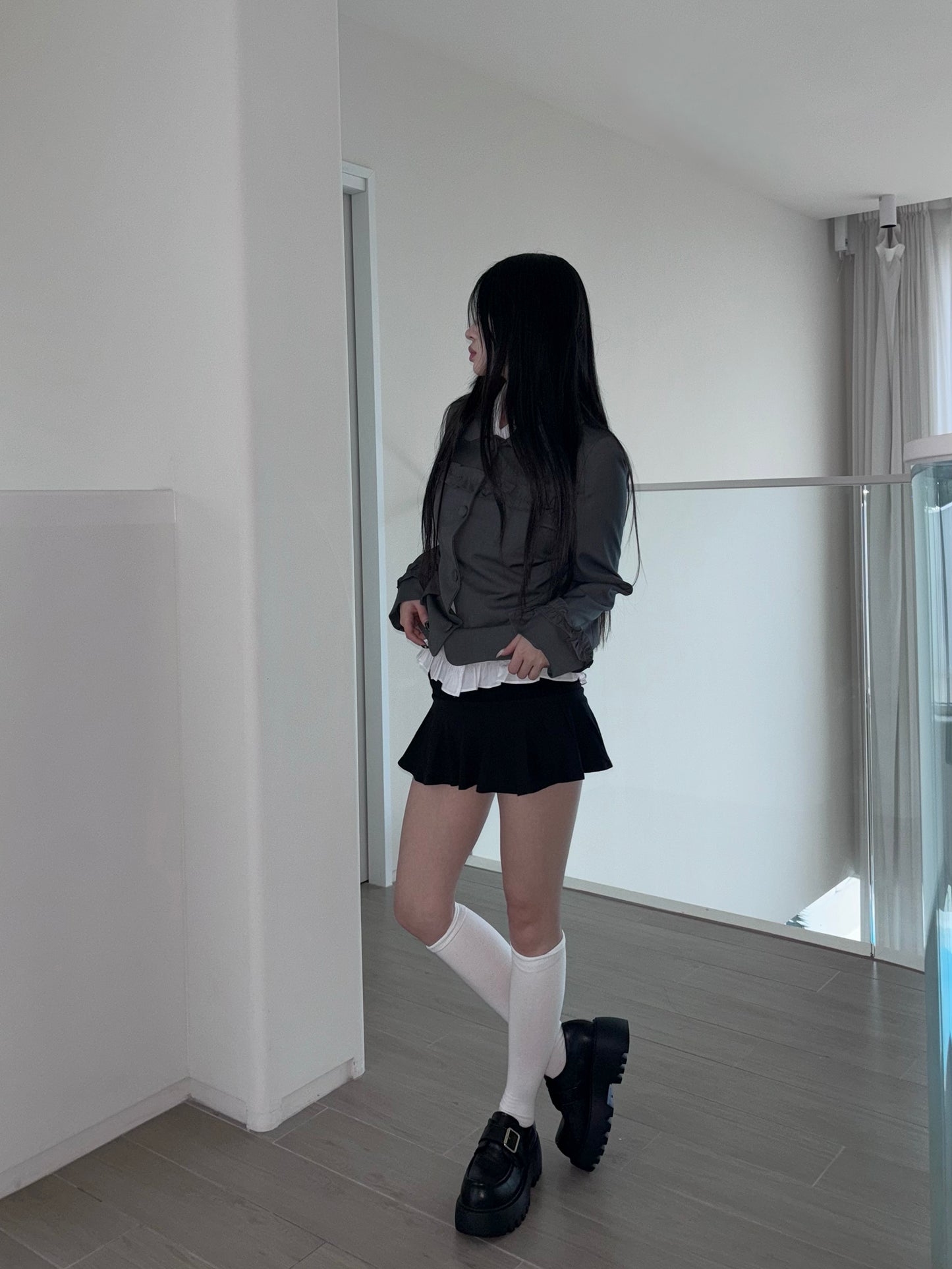 【韓網同款】+7cm Academic Girl 銀扣免綁厚底Mary Jane 皮鞋