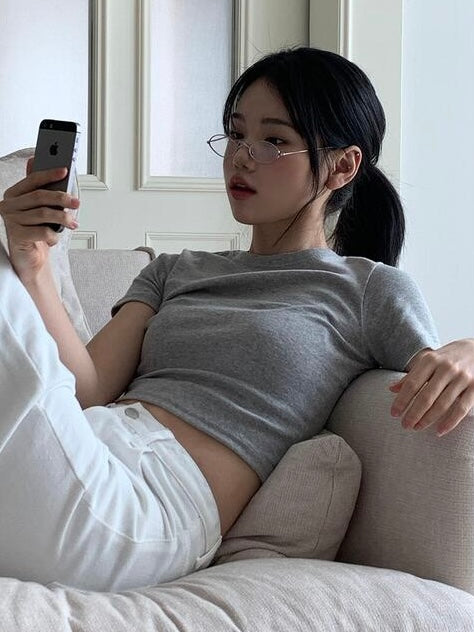 【韓網熱賣同款】Clean Fit顯身材Basic Crop 棉質Tee