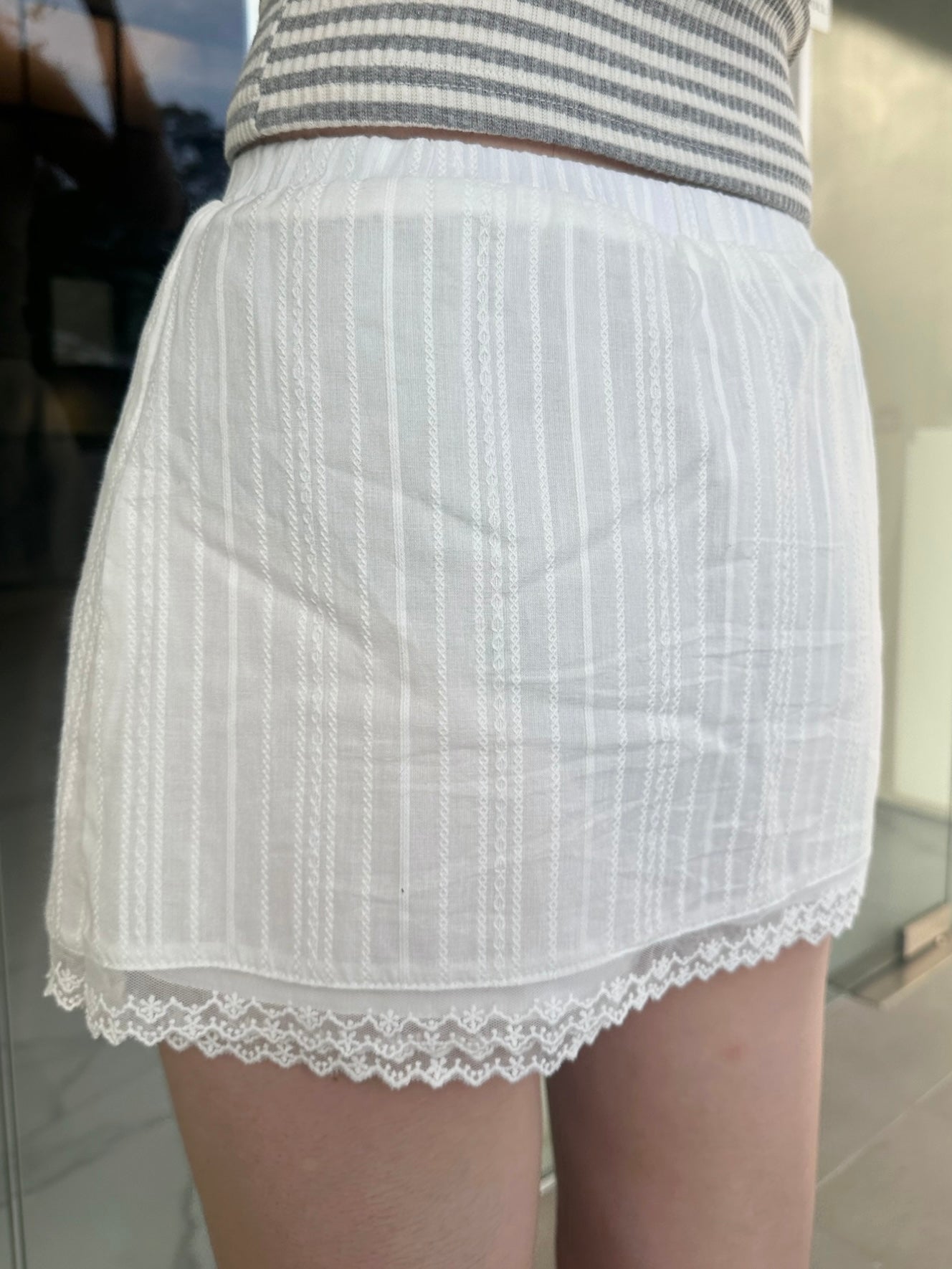【韓系清純溫柔風】Summer Breeze蕾絲刺繡蝴蝶結裙褲