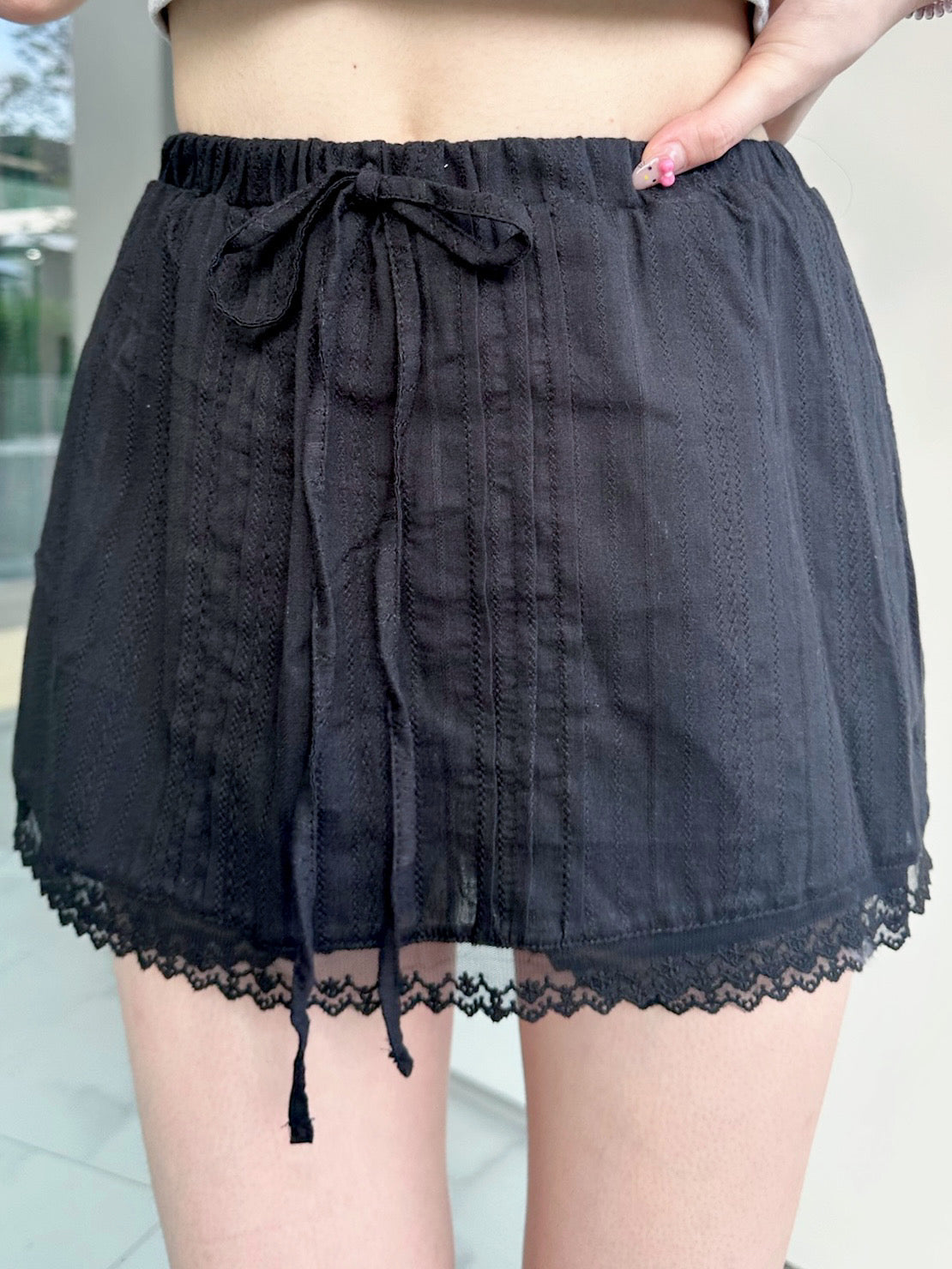 【韓系清純溫柔風】Summer Breeze蕾絲刺繡蝴蝶結裙褲