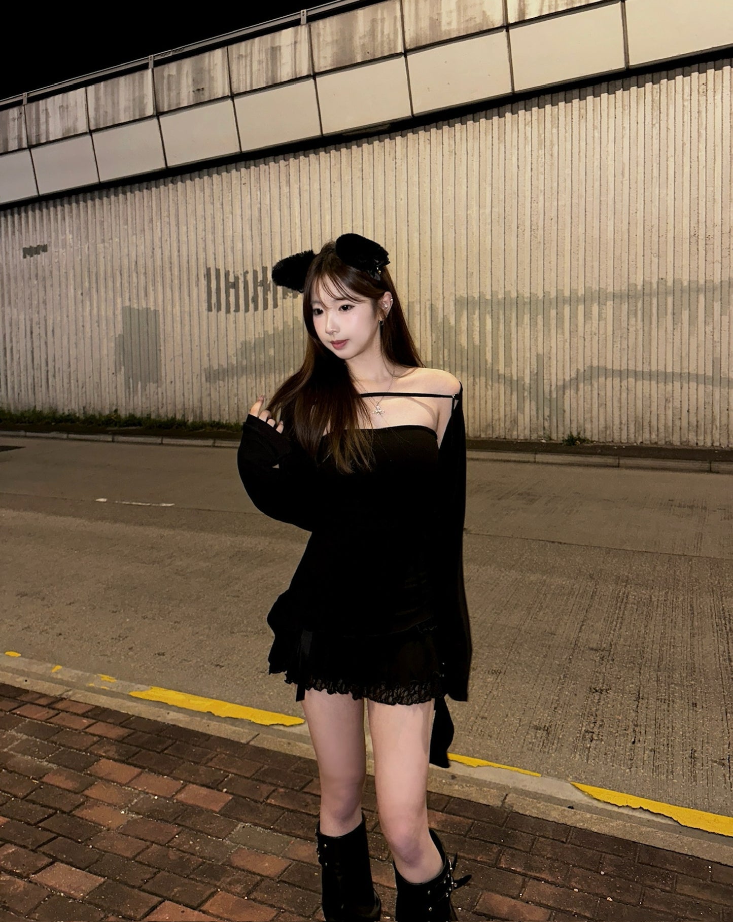 【韓式疊穿入門】不規則垂墜飄帶半身抹胸Padded Dress