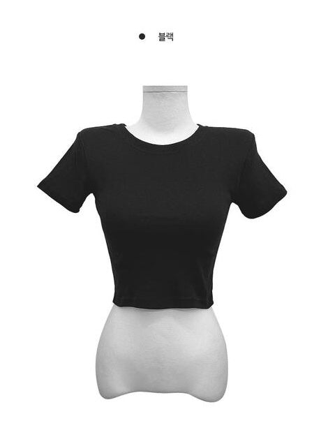 【韓網熱賣同款】Clean Fit顯身材Basic Crop 棉質Tee