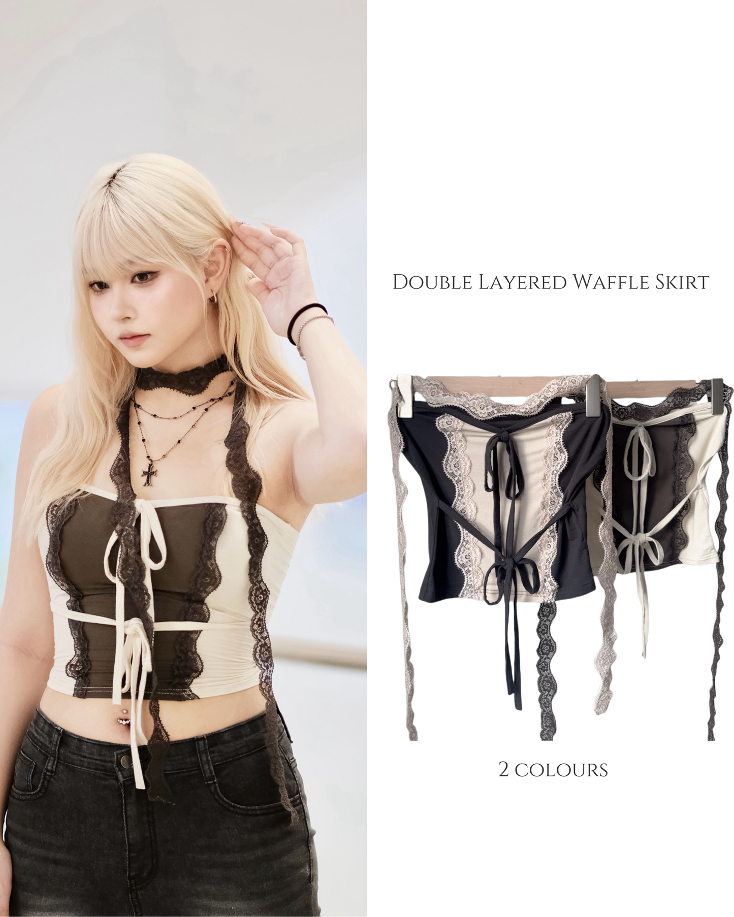 【復古輕哥德風】Vintage Elf 蕾絲蝴蝶結軟滑心型Tube Top Muffler Set