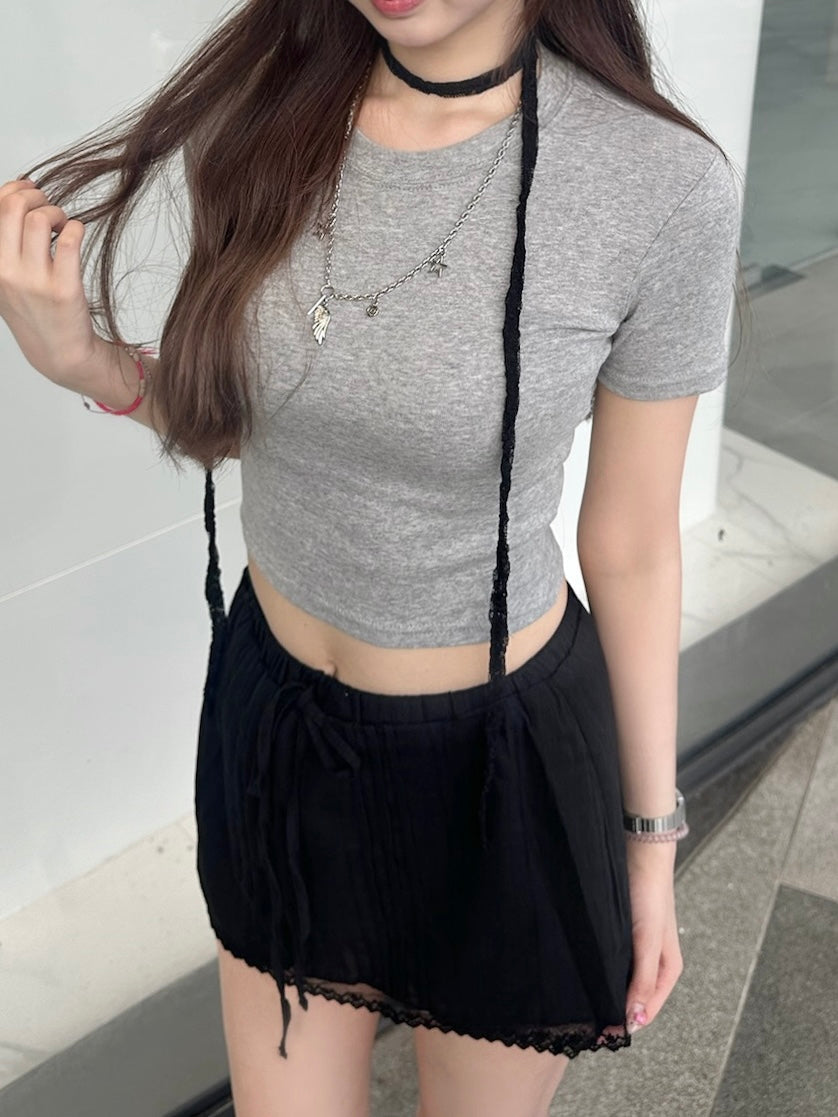 【韓網熱賣同款】Clean Fit顯身材Basic Crop 棉質Tee