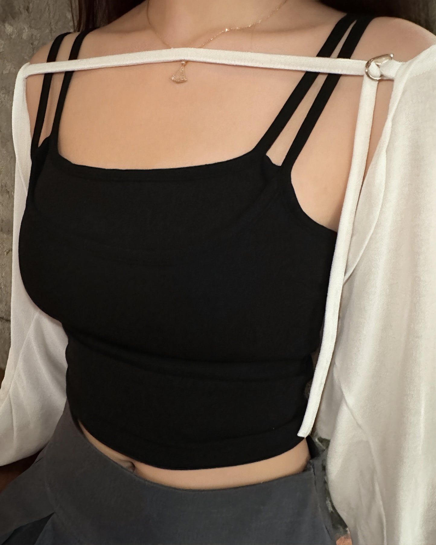 【Daily百搭必備】雙吊帶假兩件疊穿層次Bra Top