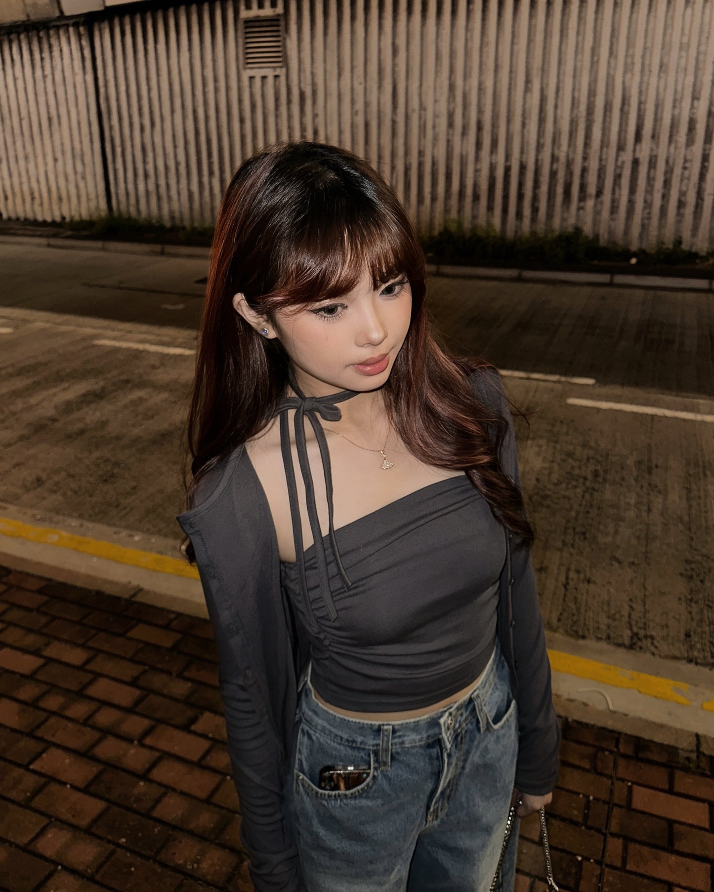 【百搭1 set 2件套】Clean Fit 日常低飽和顏色軟糯感綁帶抹胸 & 外套