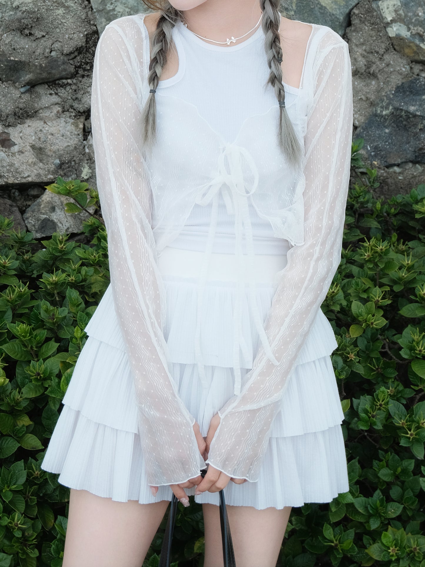 Something Sheer See-through Ribbon Cardigan