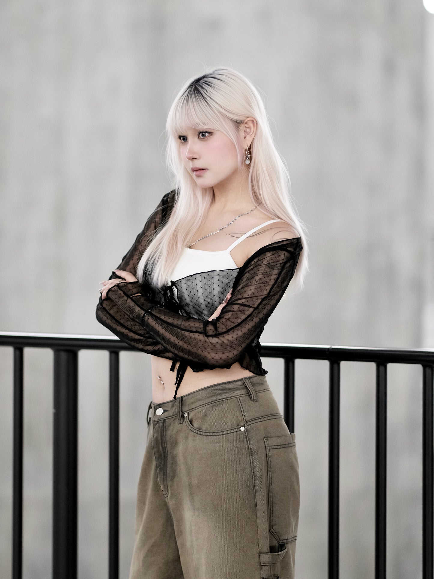 Something Sheer See-through Ribbon Cardigan
