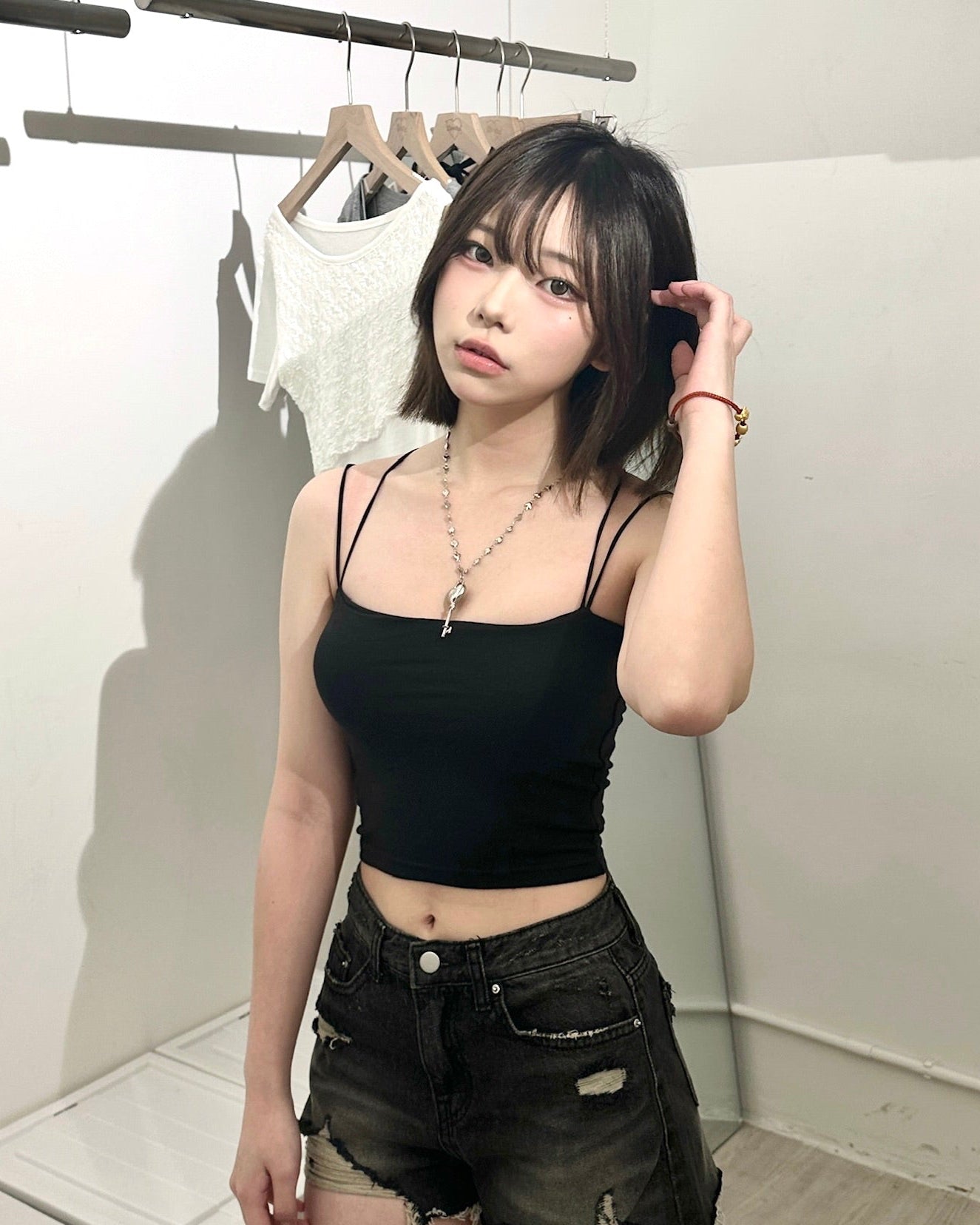 【日常必備百搭打底｜ 疊穿Must Have】純色吊帶交叉平領可拆式Bra Top背心