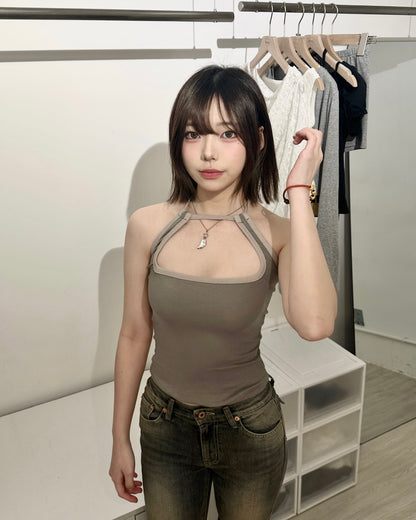 【極顯身材小性感｜3 Ways 綁法】Untamed Girl 純慾拼色修腰繞頸綁帶背心