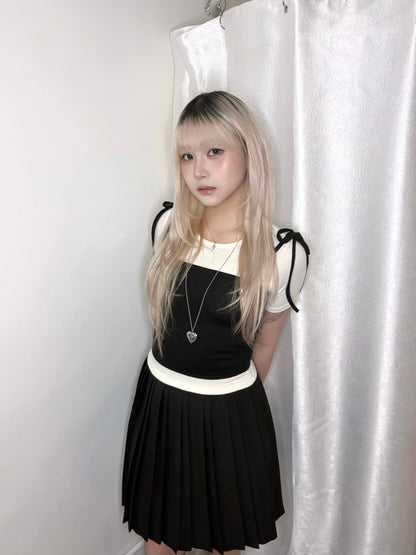 【Lovelist OOTD ♡ 指定配搭Set Price -$50】Monotone 2件套T-Shirt x Endless Endless中長免燙垂墜百褶西裝裙 $428（原價$478）