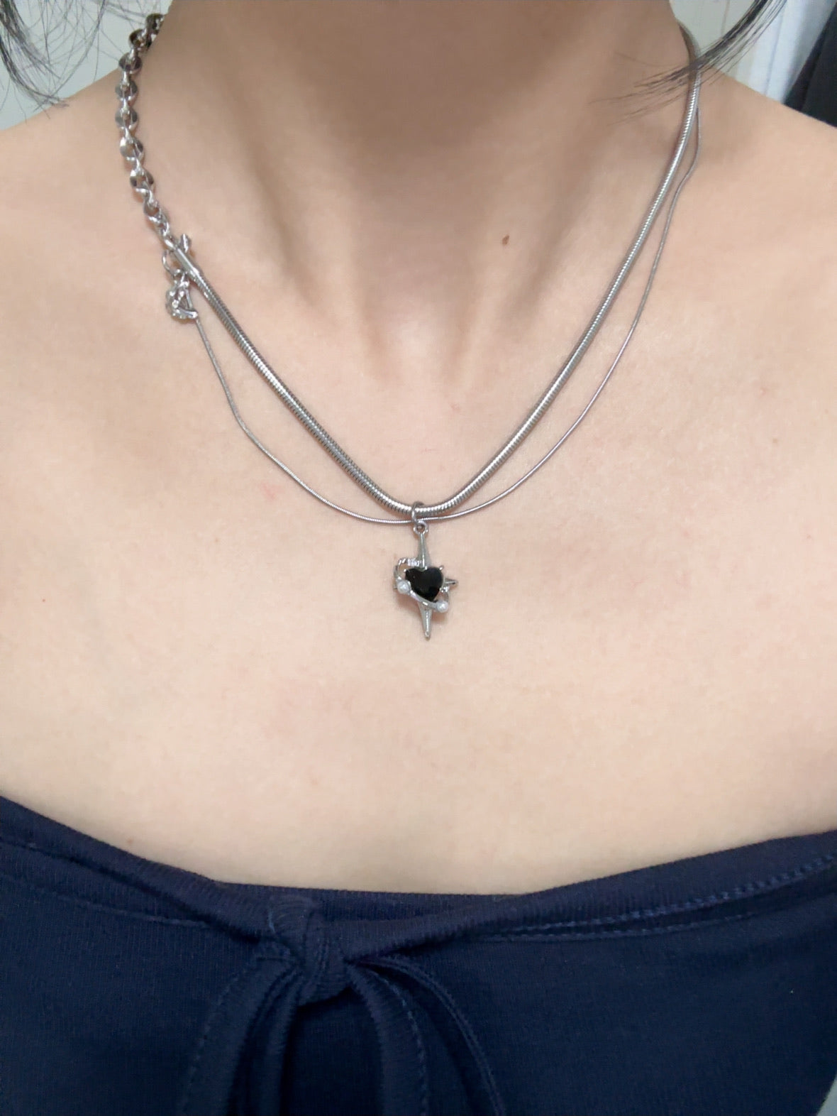 Sliver Heart Layering Necklace