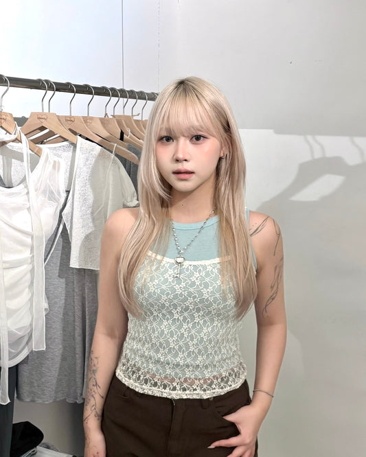 【自由配搭套裝價$298@2｜ 夏日背心疊穿】韓系蕾絲背心＋Soft Cotton 圓領棉質彈性背心