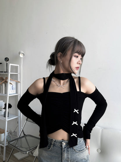 Bowknot Muffler Set Mochi Top