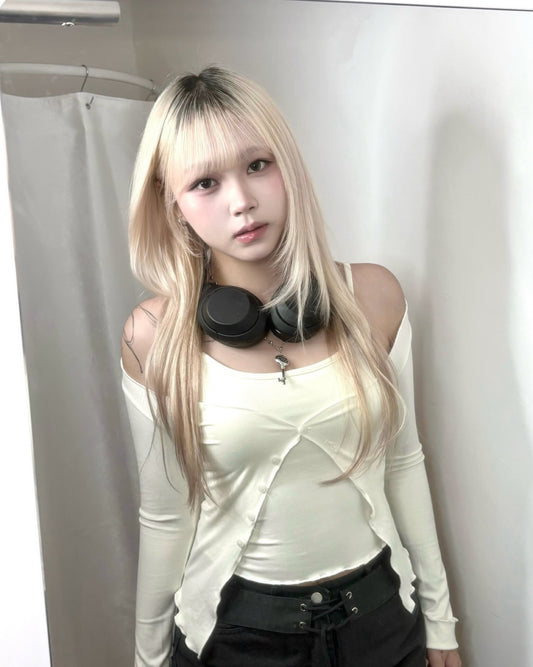 【韓系溫柔日常必入♡𓈒1 set 2件】Tender Mood氣質捲邊吊帶Bra Top背心+外套Set