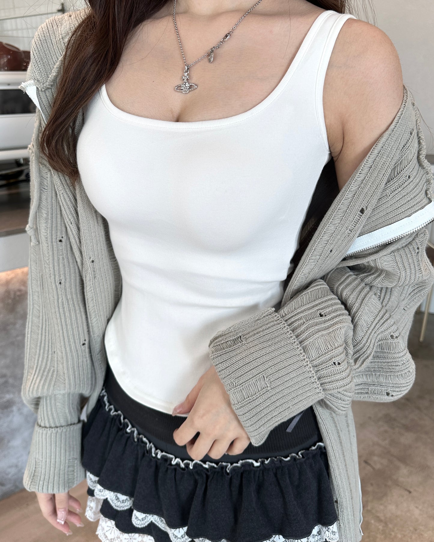 【禦寒Warm Up打底🌡️】方領粗吊帶抓毛絨緊身修腰Bra Top