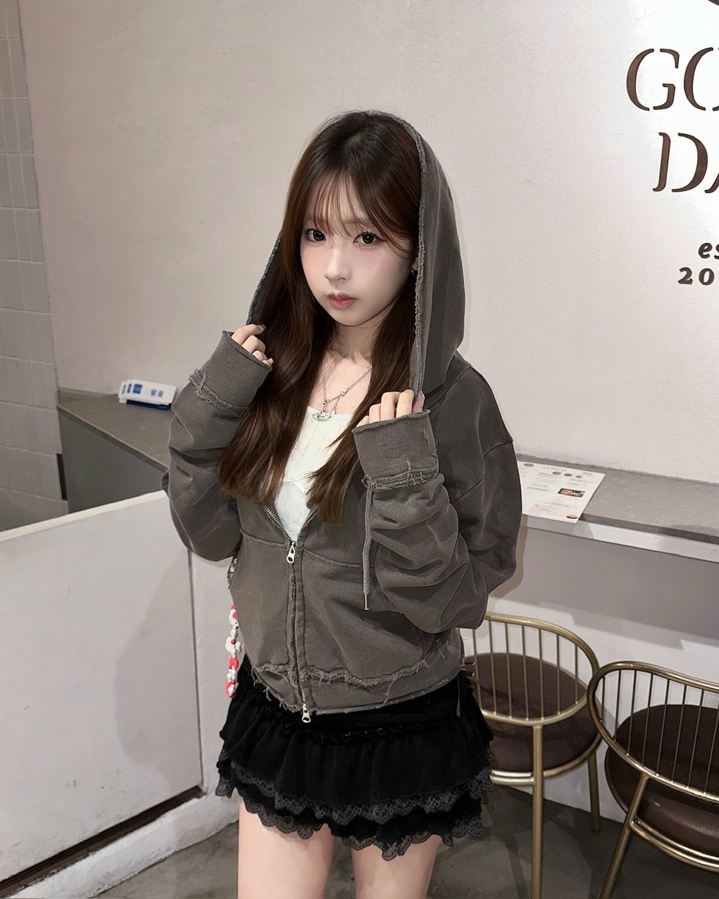 【入冬必備日常外套🍂】Dirty Fit微刷白水洗磨爛風柳釘扣連帽外套