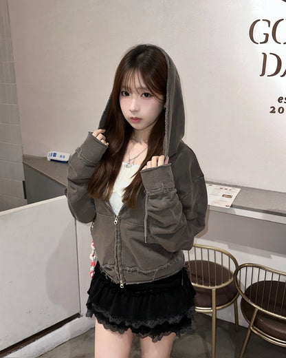 【入冬必備日常外套🍂】Dirty Fit微刷白水洗磨爛風柳釘扣連帽外套