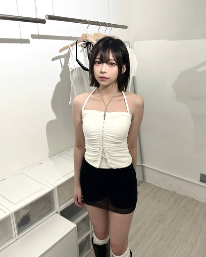 【LOVELIST獨家配搭2件套$368】Restrained 小眾感排鈎修腰平口Croset Top套裝