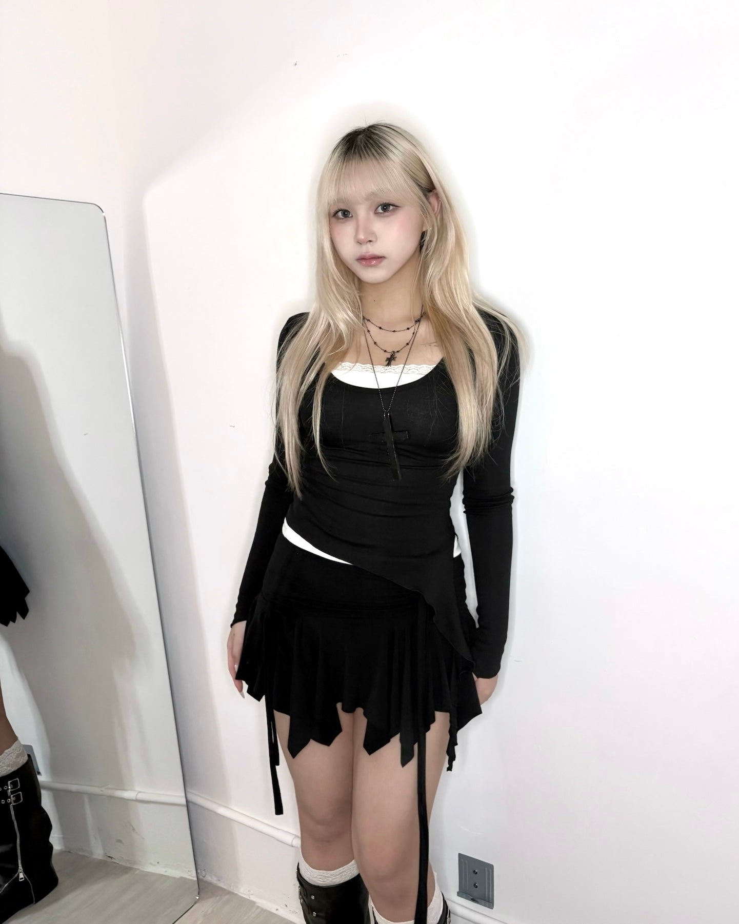 【韓式芭蕾舞風疊穿🩰氣質顯身材3 in 1】Soft Spoken 側開叉垂墜吊帶U領Top