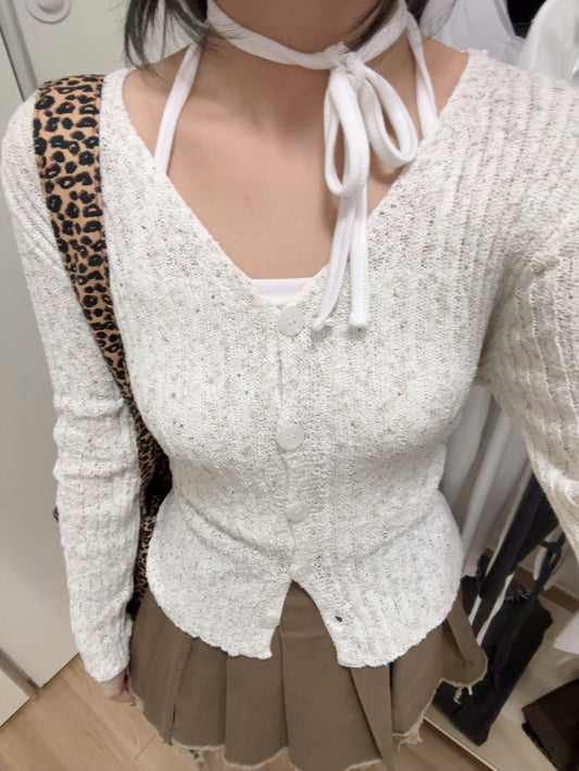 Oatmilk Cross Knit Cardigan