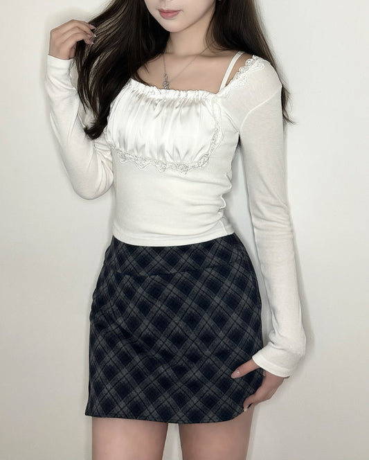 【甜美溫柔風♡韓系百搭款】Lovey Dovey 蕾絲緞面蝴蝶結抹胸Top