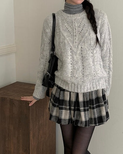【Wool 16%⛄️禦寒日常百搭款】Vanilatte餅乾圓領混色點點鬆身針織冷衫