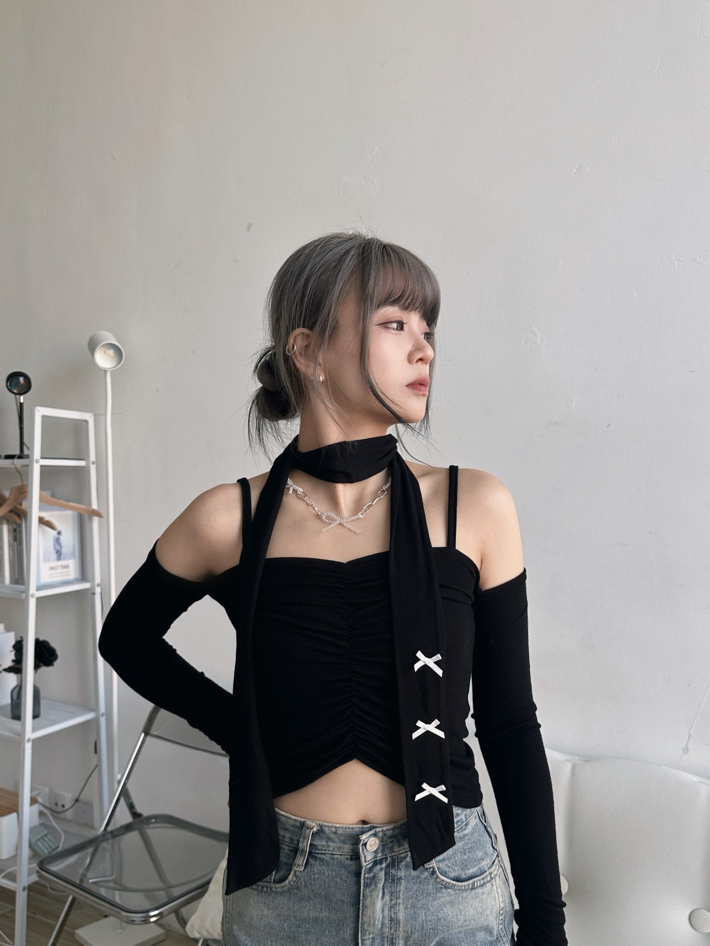 Bowknot Muffler Set Mochi Top