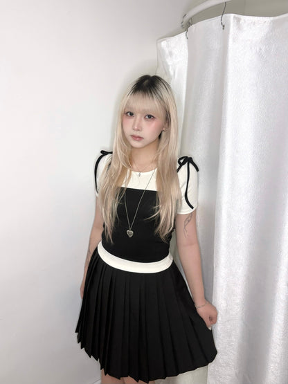 【Lovelist OOTD ♡ 指定配搭Set Price -$50】Monotone 2件套T-Shirt x Endless Endless中長免燙垂墜百褶西裝裙 $428（原價$478）