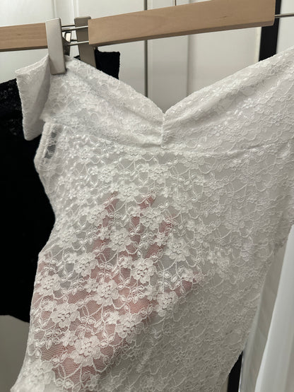 【遮手臂＋疊穿必入】Unrose蕾絲蝴蝶結玫瑰Off-Shoulder Top
