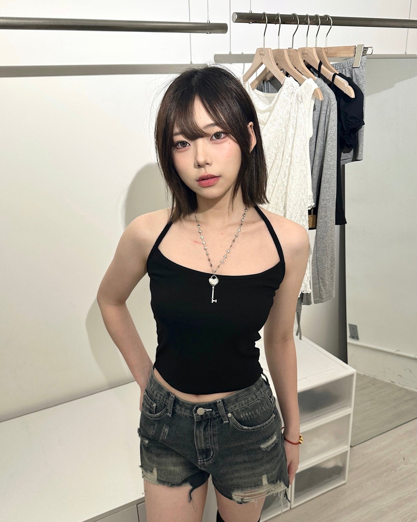 【夏日人氣必備🔥 Asepa Karina同款】Vintage磨爛邊高腰A字牛仔短褲