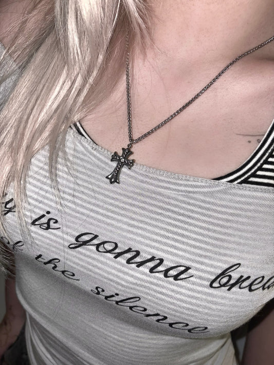 Moody Cross Sliver KR Necklace