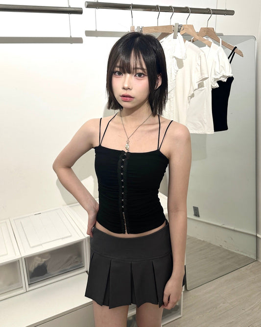 【LOVELIST獨家配搭2件套$368】Restrained 小眾感排鈎修腰平口Croset Top套裝