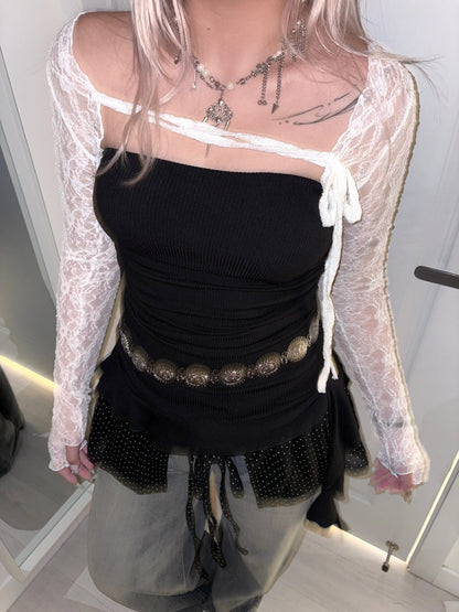 【韓式疊穿入門】不規則垂墜飄帶半身抹胸Padded Dress