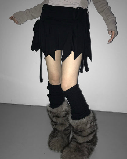 【甜美疊穿必入♪ 柔美Balletcore】Fairytales 束帶不規則層次高腰彈力裙褲