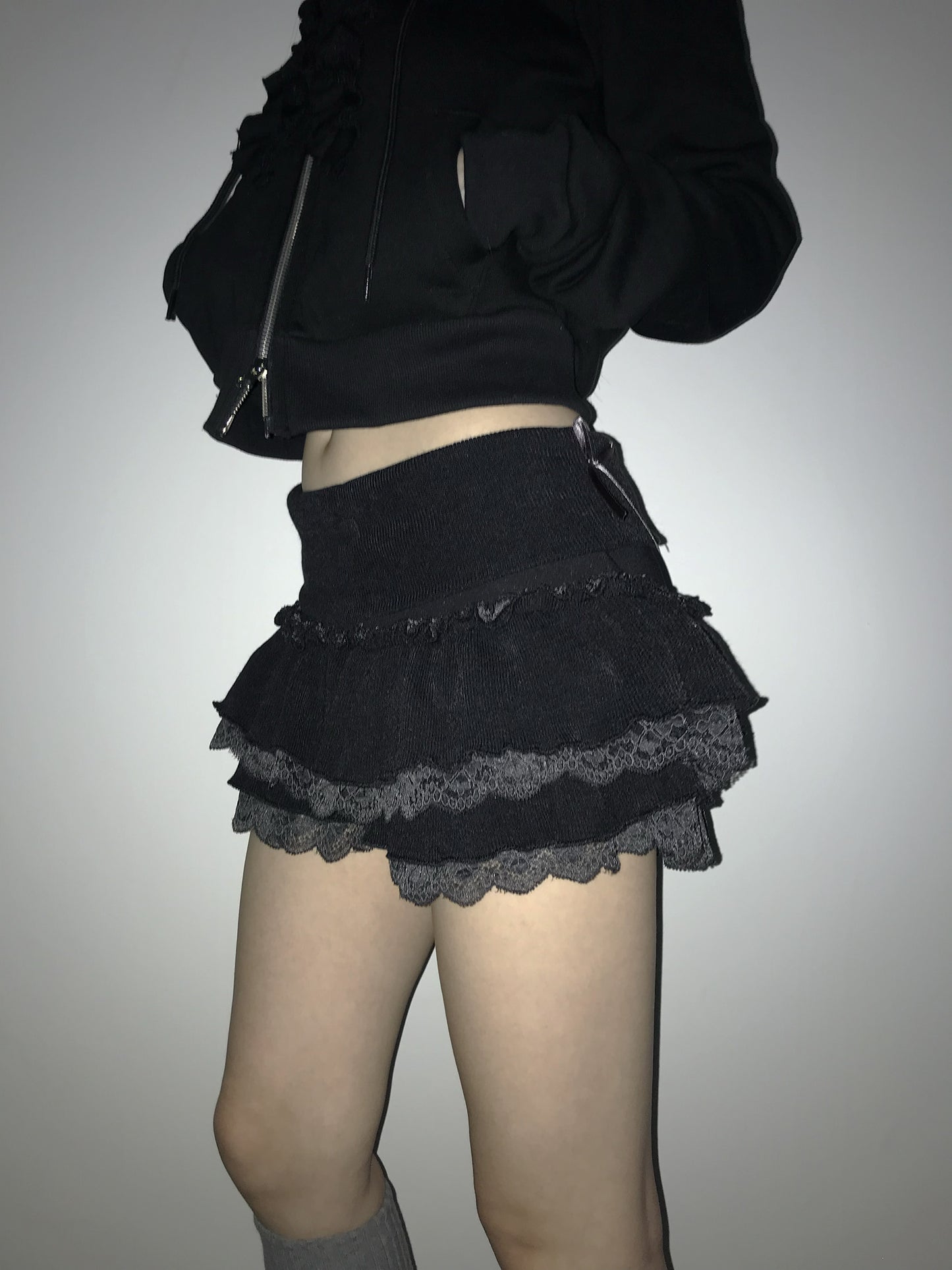 【Oversized必襯此裙💘】Babydoll芭蕾舞風蝴蝶結雙層蕾絲蛋糕裙褲