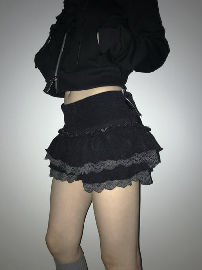 【Oversized必襯此裙💘】Babydoll芭蕾舞風蝴蝶結雙層蕾絲蛋糕裙褲