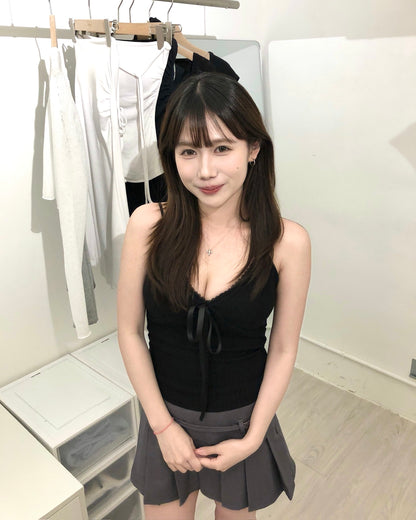 【韓網熱賣同款｜365 Days百搭必入 】Lovesick 純慾感絲帶蝴蝶結蕾絲Bra Top（可調節長度）