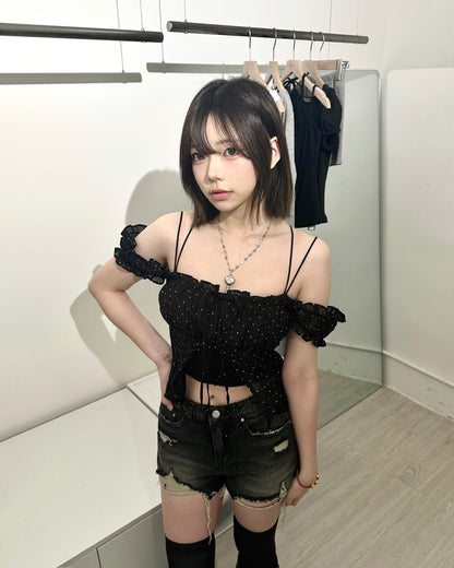 【夏日人氣必備🔥 Asepa Karina同款】Vintage磨爛邊高腰A字牛仔短褲