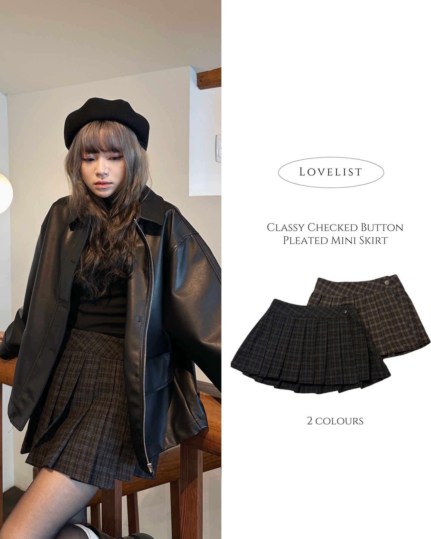 Classy Checked Button
Pleated Mini Skirt