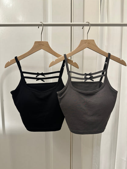 【可調節長度】雙蝴蝶結短版Bra Top