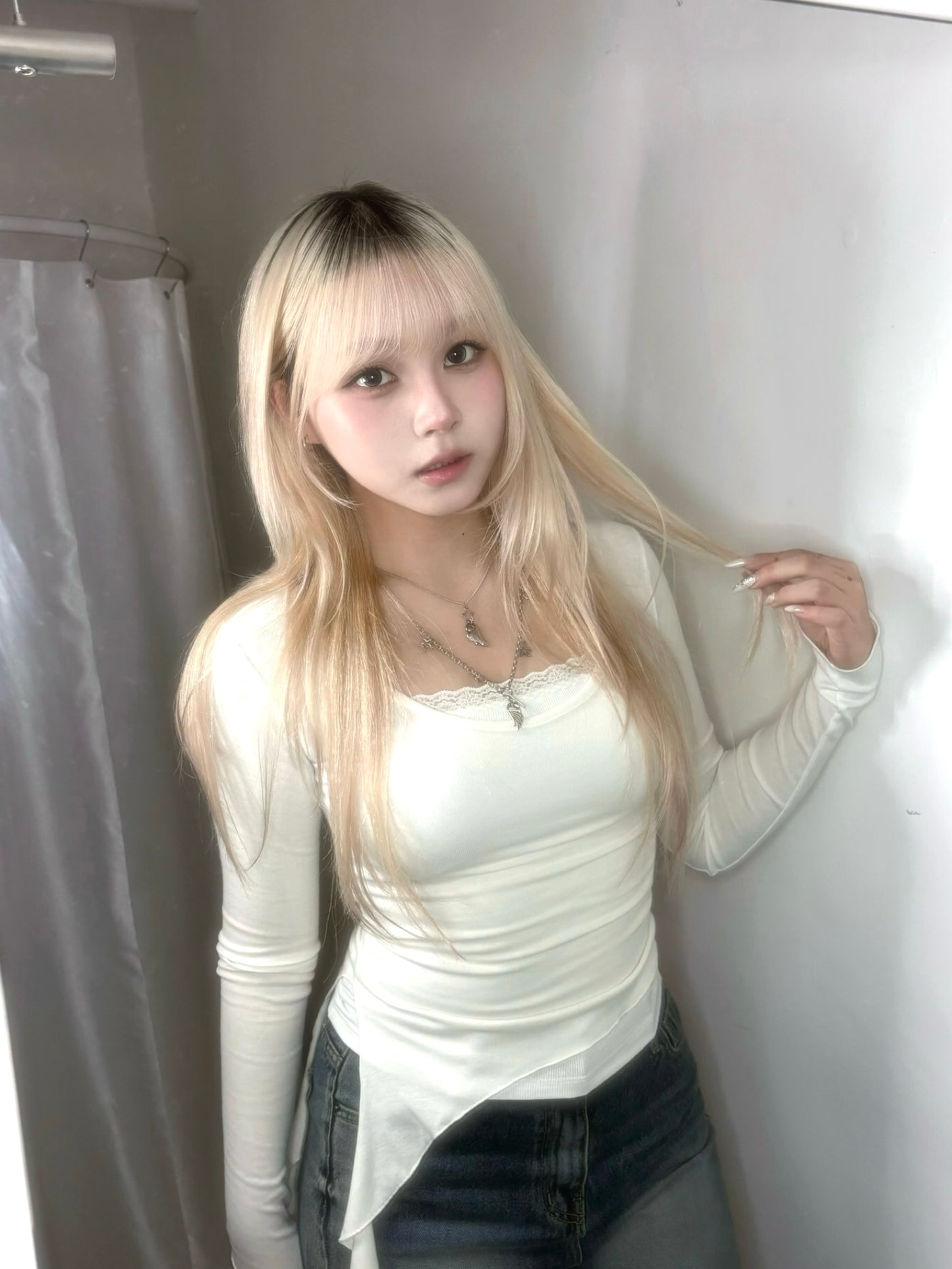 【韓式芭蕾舞風疊穿🩰氣質顯身材3 in 1】Soft Spoken 側開叉垂墜吊帶U領Top