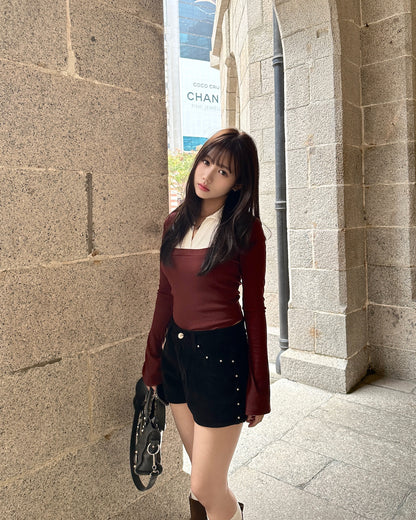 【拜年見家長❤️穩取好印象首選】韓系知性風】Office Siren 顯瘦假兩衫裇衫 Top