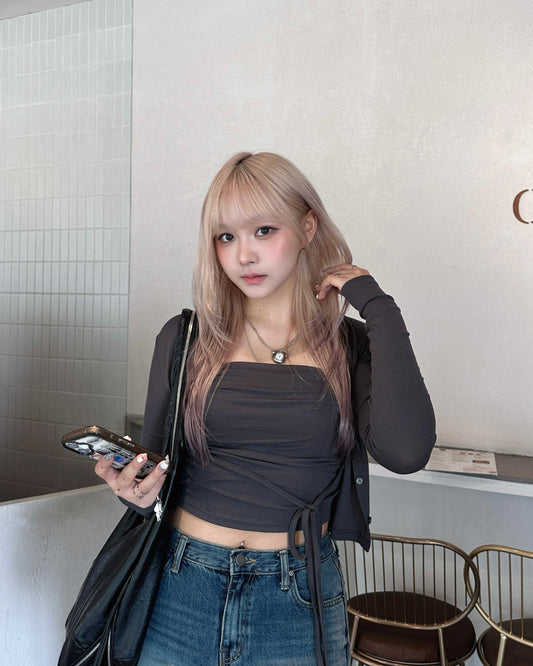 【百搭1 set 2件套】Clean Fit 日常低飽和顏色軟糯感綁帶抹胸 & 外套