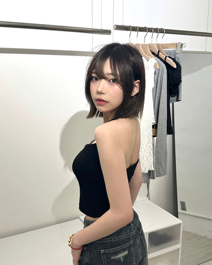 【日常必備百搭打底｜ 疊穿Must Have】純色掛脖涼感露背可拆式Bra Top背心